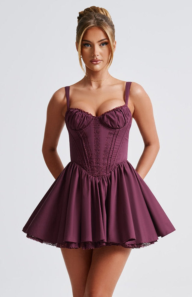 Josie Mini Dress - Cherry Lacquer