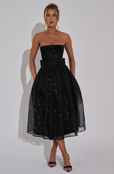 Collective Dress - Marissa Midi Dress - Black Sparkle fourth image