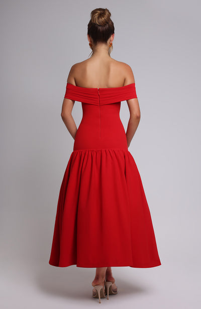 Wilhelmina Midaxi Dress - Red