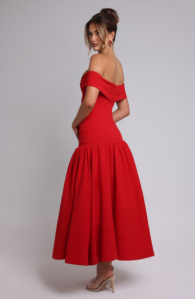 Wilhelmina Midaxi Dress - Red