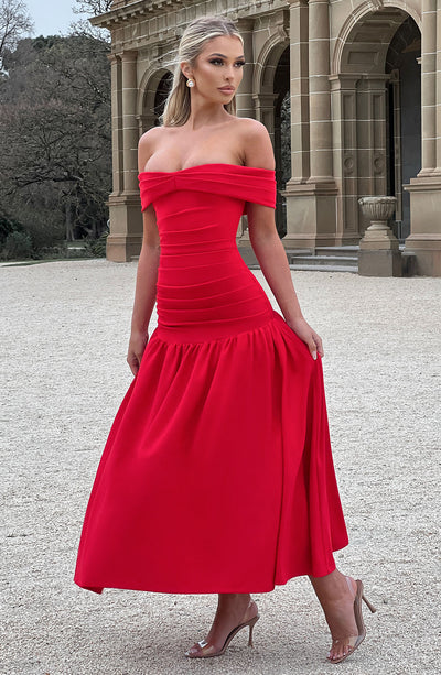 Wilhelmina Midaxi Dress - Red