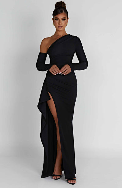Shop Formal Dress - Abrielle Maxi Dress - Black sixth image