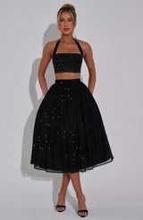 Alani Midi Skirt - Black Sparkle Skirt Babyboo Fashion Premium Exclusive Design