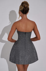 Alice Mini Dress - Grey Sparkle Dress Babyboo Fashion Premium Exclusive Design