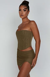 Alina Mini Skirt - Khaki Skirt Babyboo Fashion Premium Exclusive Design