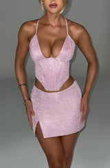 Amadae Corset  - Pink Sparkle Tops Babyboo Fashion Premium Exclusive Design