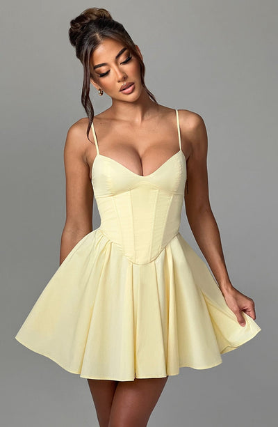 Analeigh Mini Dress Lemon BABYBOO