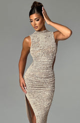 Aphrodite Midi Dress - Beige Dress Babyboo Fashion Premium Exclusive Design