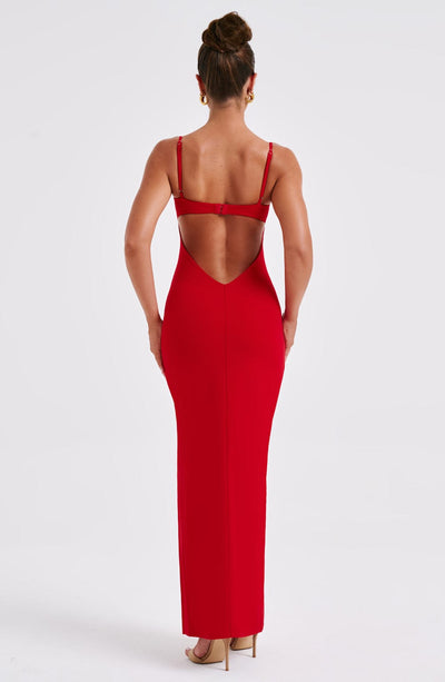 Shop Formal Dress - Asteria Maxi Dress - Red fourth image