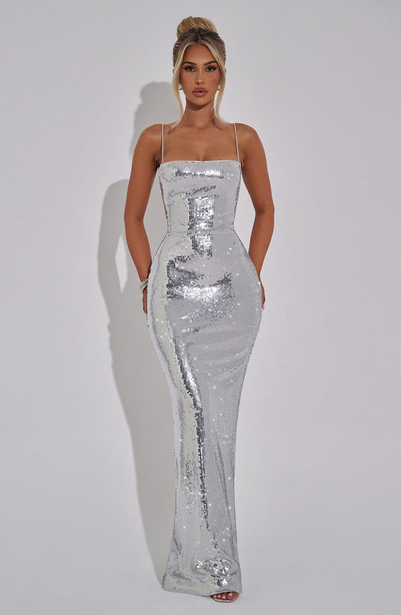 Atari Maxi Dress - Silver Dress Babyboo Fashion Premium Exclusive Design