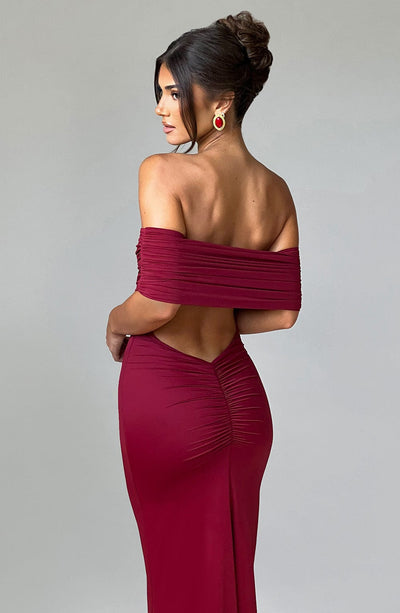 Shop Formal Dress - Belinda Maxi Dress - Burgundy fifth image