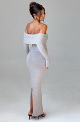 Beverley Knit Maxi Dress - Light Grey Marl Dress Babyboo Fashion Premium Exclusive Design