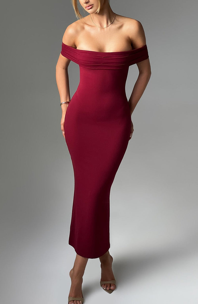 Bex Midi Dress - Burgundy Dress Babyboo Fashion Premium Exclusive Design