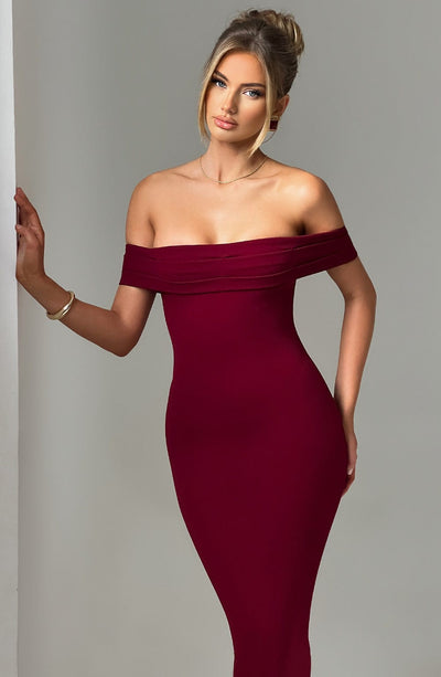 Bex Midi Dress - Burgundy Dress Babyboo Fashion Premium Exclusive Design