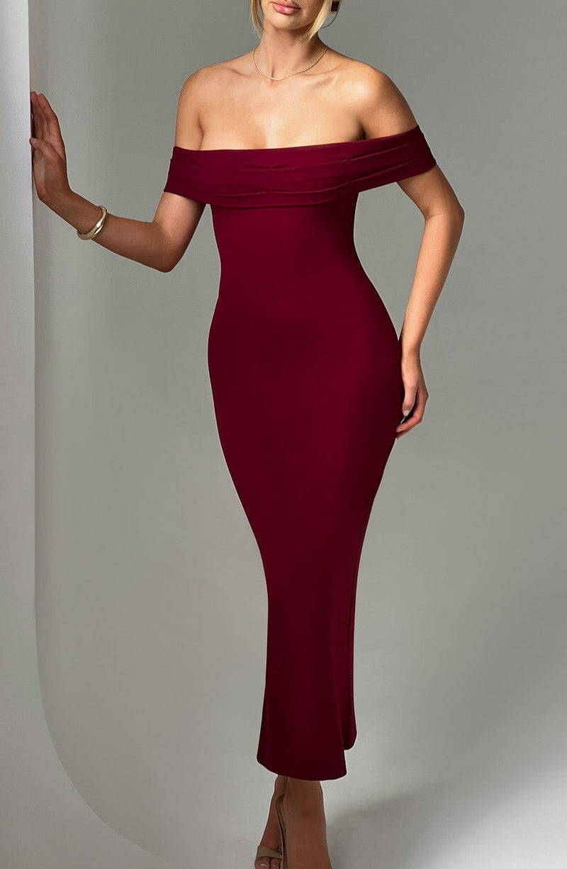 Bex Midi Dress - Burgundy Dress Babyboo Fashion Premium Exclusive Design