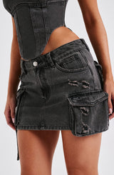 Billie Mini Skirt - Black Wash Skirt Babyboo Fashion Premium Exclusive Design