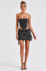 Billie Mini Skirt - Black Wash Skirt Babyboo Fashion Premium Exclusive Design