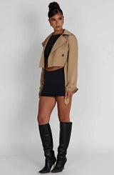 Caprice Cropped Trench Coat - Beige Jackets Babyboo Fashion Premium Exclusive Design