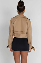 Caprice Cropped Trench Coat - Beige Jackets Babyboo Fashion Premium Exclusive Design