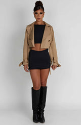 Caprice Cropped Trench Coat - Beige Jackets Babyboo Fashion Premium Exclusive Design