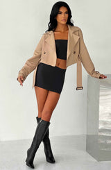 Caprice Cropped Trench Coat - Beige Jackets Babyboo Fashion Premium Exclusive Design