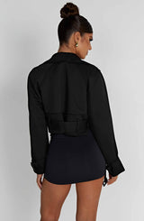 Caprice Cropped Trench Coat - Black Jackets Babyboo Fashion Premium Exclusive Design