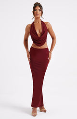 Chrishelle Maxi Skirt - Burgundy Skirt Babyboo Fashion Premium Exclusive Design