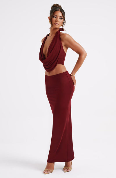 Chrishelle Maxi Skirt - Burgundy Skirt Babyboo Fashion Premium Exclusive Design