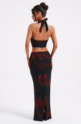 Chrishelle Maxi Skirt - Fire Print Skirt Babyboo Fashion Premium Exclusive Design