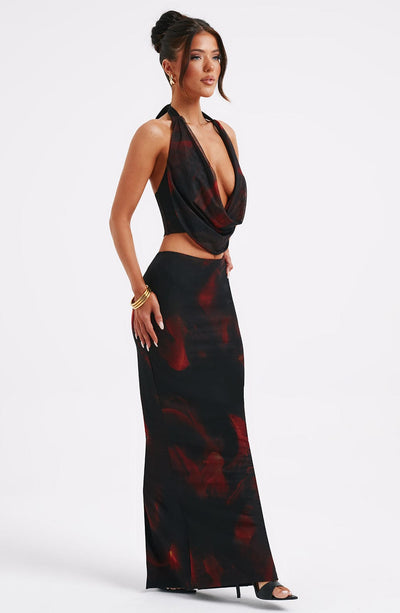 Chrishelle Maxi Skirt - Fire Print Skirt Babyboo Fashion Premium Exclusive Design