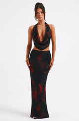 Chrishelle Maxi Skirt - Fire Print Skirt Babyboo Fashion Premium Exclusive Design