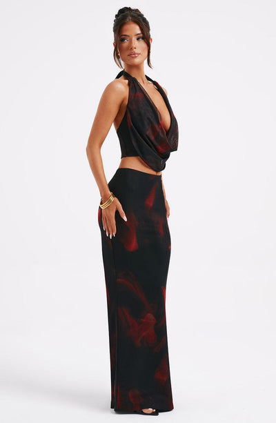 Chrishelle Maxi Skirt - Fire Print Skirt Babyboo Fashion Premium Exclusive Design