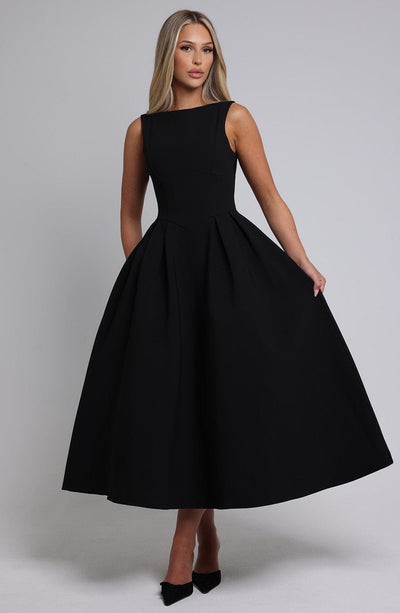 Clarabella Midi Dress - Black Dress Babyboo Fashion Premium Exclusive Design