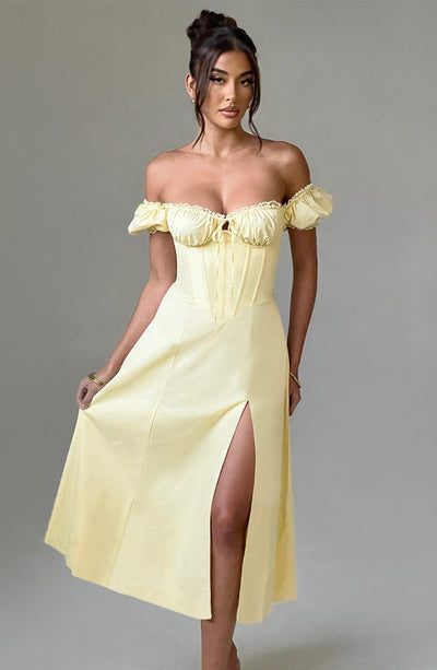 Courtney Midi Dress - Lemon Dress Babyboo Fashion Premium Exclusive Design