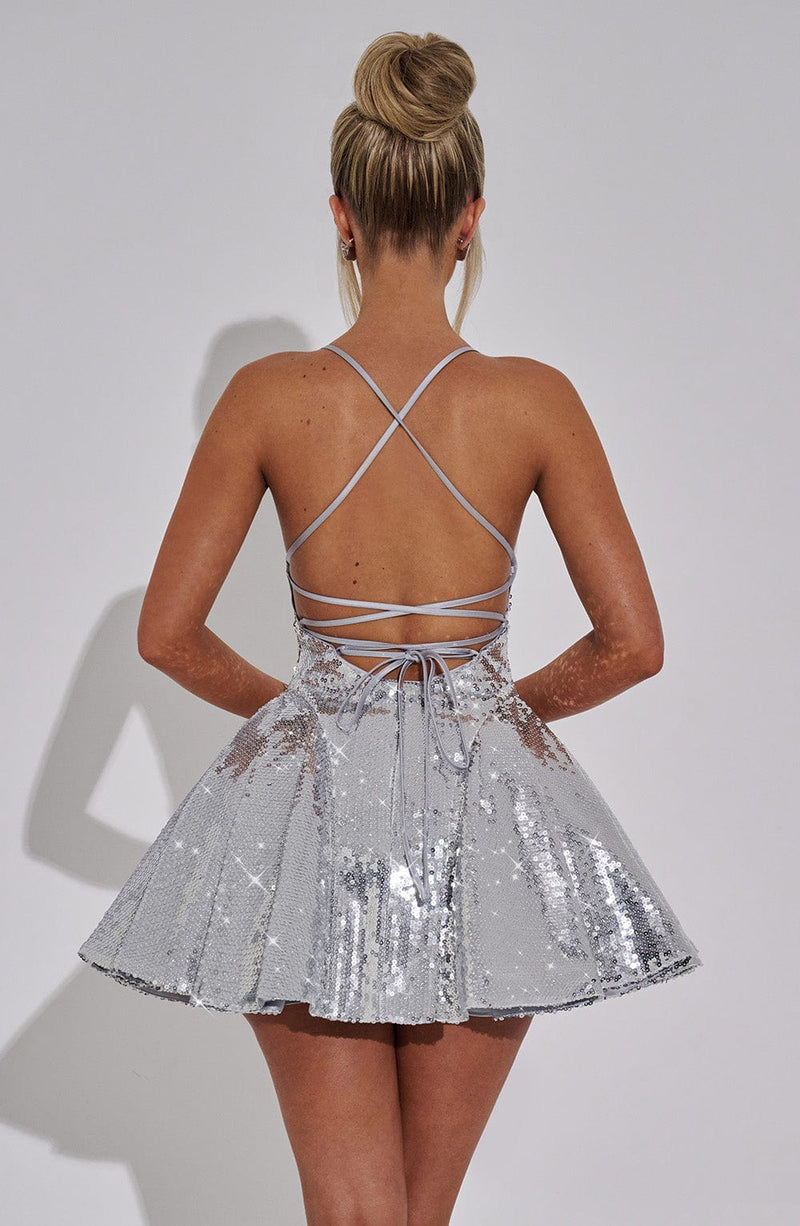 Electra Mini Dress - Silver Dress Babyboo Fashion Premium Exclusive Design