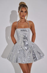 Electra Mini Dress - Silver Dress Babyboo Fashion Premium Exclusive Design