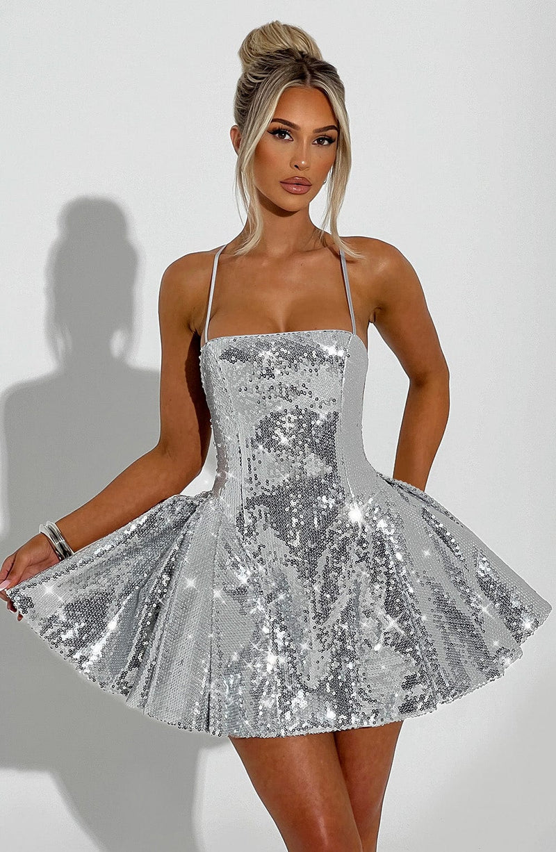 Electra Mini Dress - Silver Dress Babyboo Fashion Premium Exclusive Design