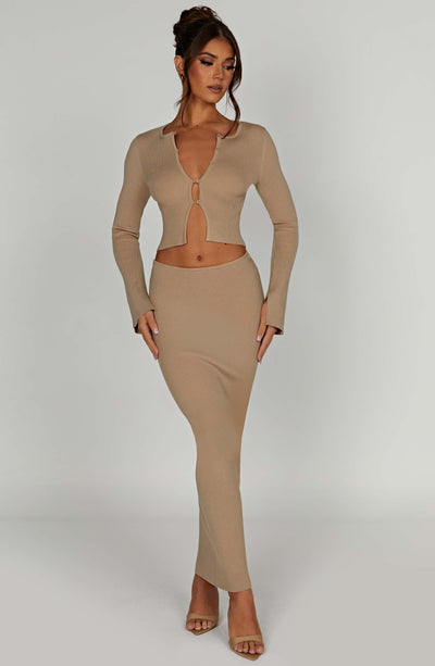 Elia Maxi Skirt - Beige Skirt Babyboo Fashion Premium Exclusive Design