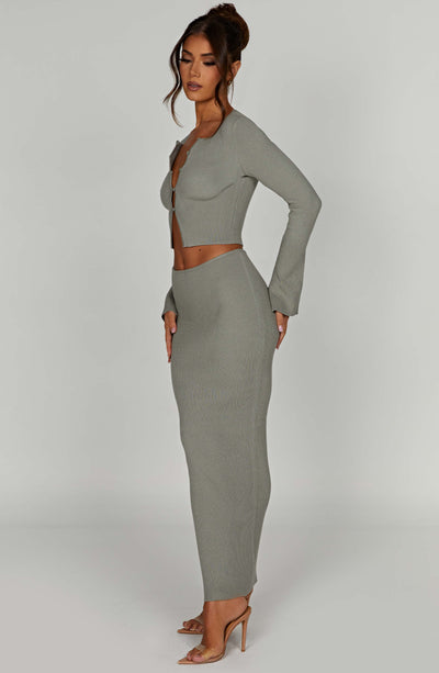 Elia Maxi Skirt - Khaki Skirt Babyboo Fashion Premium Exclusive Design