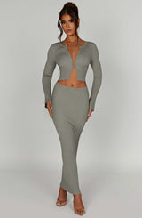 Elia Maxi Skirt - Khaki Skirt Babyboo Fashion Premium Exclusive Design