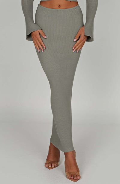 Elia Maxi Skirt - Khaki Skirt Babyboo Fashion Premium Exclusive Design