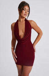 Fallon Mini Dress - Burgundy Dress Babyboo Fashion Premium Exclusive Design