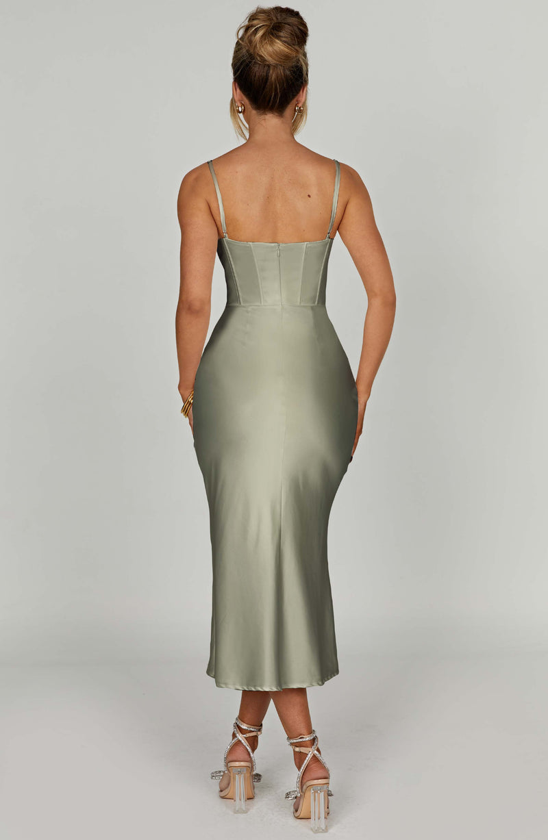 Serra Satin Cowl Neck Midi Dress - Adorn Boutique
