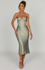 Farrah Midi Dress - Sage Dress Babyboo Fashion Premium Exclusive Design