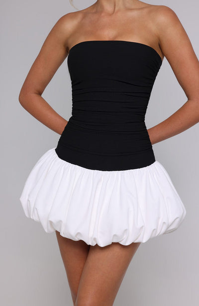 Gemma Mini Dress - Black/White Dress Babyboo Fashion Premium Exclusive Design