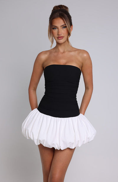 Gemma Mini Dress - Black/White Dress Babyboo Fashion Premium Exclusive Design