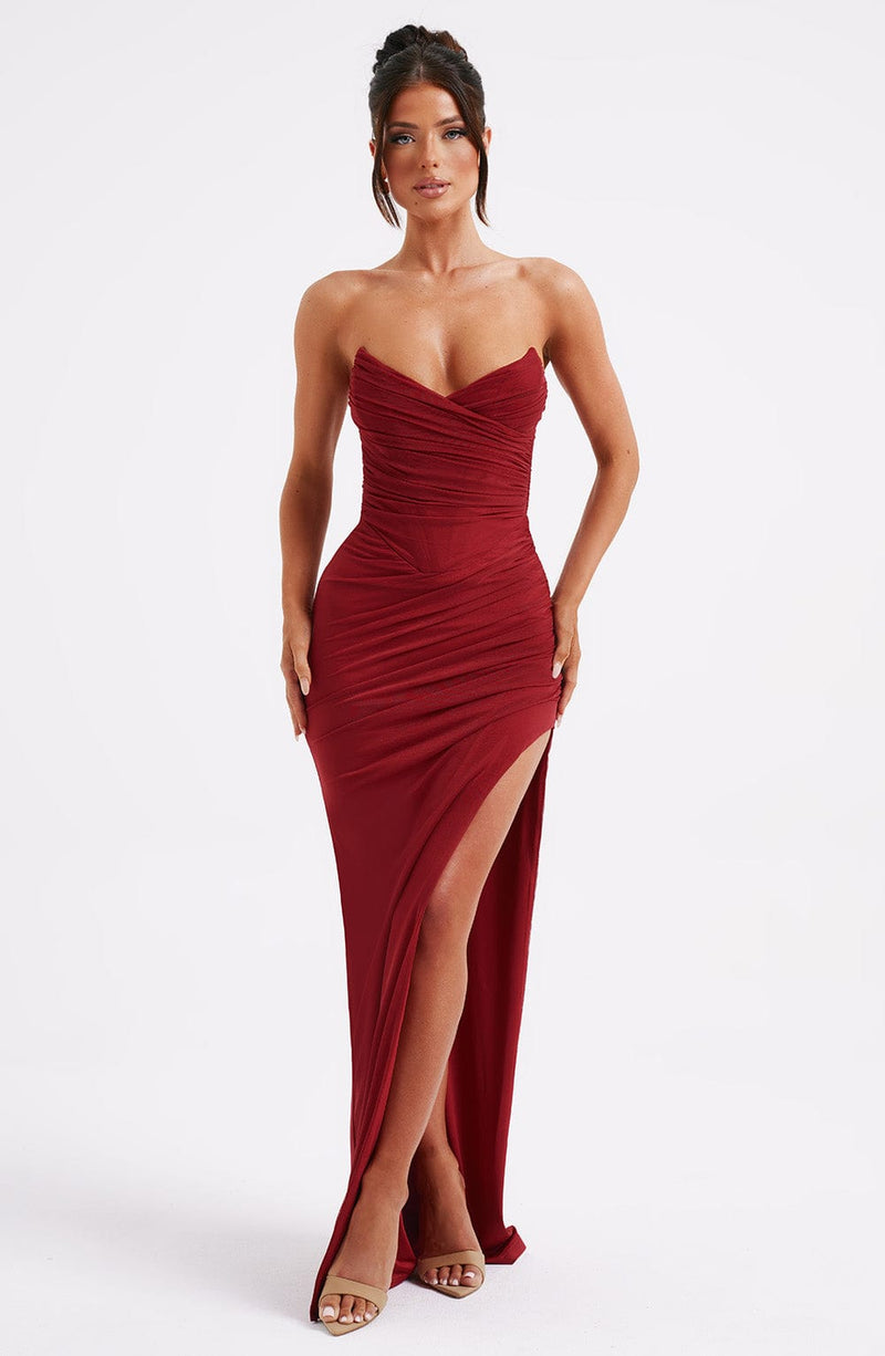 Ocean of elegance wine red 2024 maxi dress