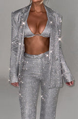 Glacia Oversized Blazer - Silver Sparkle Jackets XS Babyboo Fashion Premium Exclusive Design