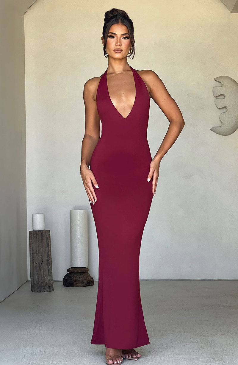 Harmonia Maxi Dress - Burgundy Dress Babyboo Fashion Premium Exclusive Design