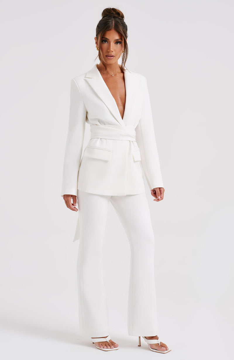 White Double Breasted Long Blazer and Pants Suits, Ladies' 2 Piece Pants  and Blazer Suit, Women's Coats, Formal Work Suits, Wedding Suits -   Canada